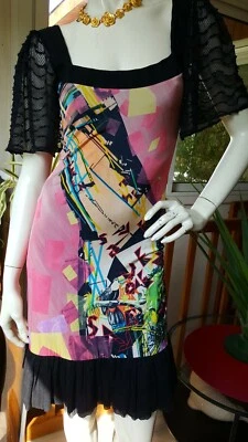 Très jolie Robe Save The Queen Soie silk Et Nylon Multicouleur Taille S - Photo 1/4