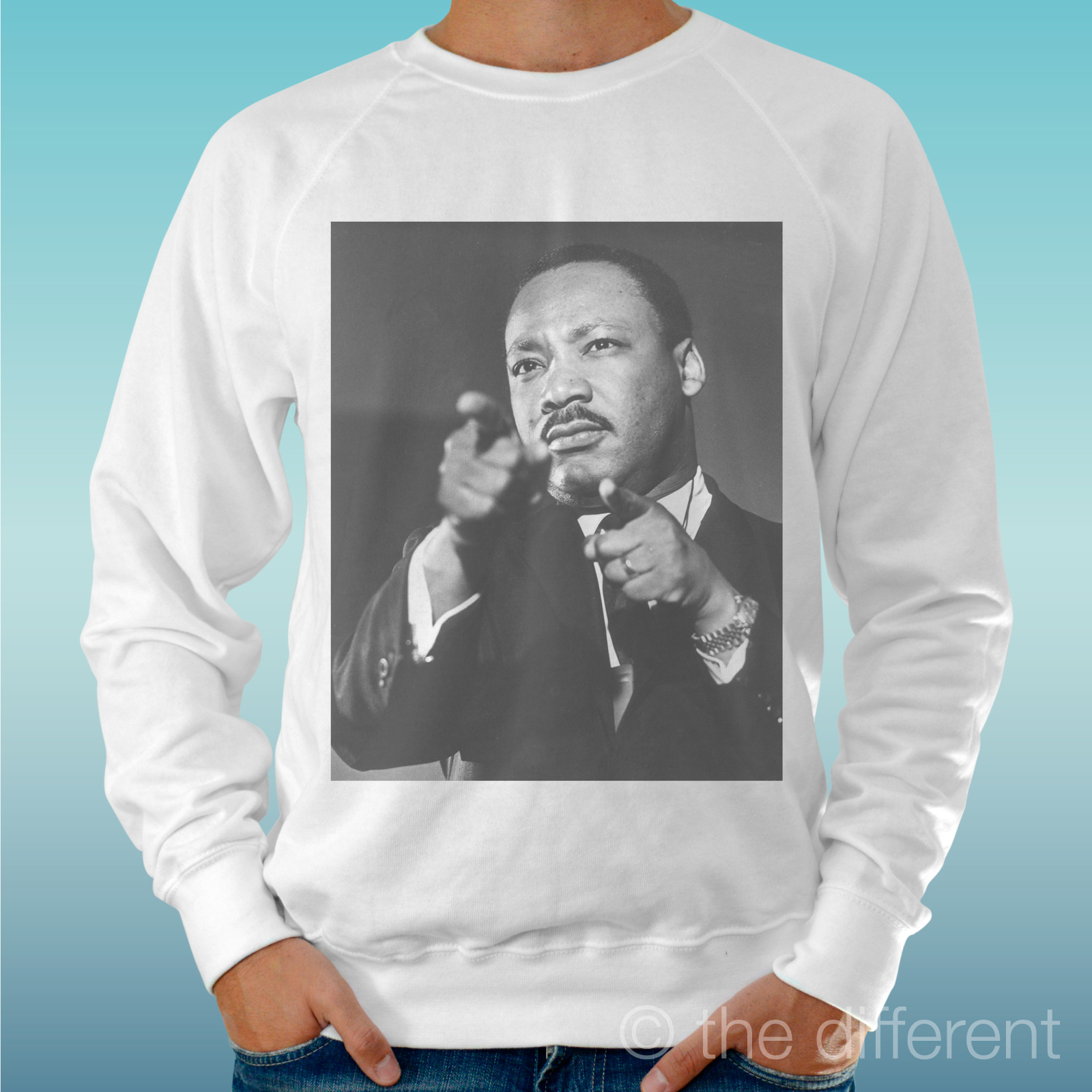 Lightweight Men's White Sweater 'Martin Luther King Cult' Road To Happiness