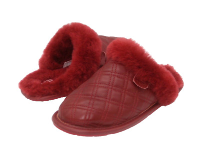 靴 UGG Scuffette II USL8 JP24.5 EU39 UGG SCUFFETTE II QUILTED WOMEN SLIPPER LEATHER WINE US 7 /UK 5 /EU