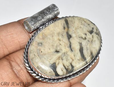 Wave Jasper Gemstone 1.6'' Handmade Pendant 925 Silver Plated U487-D129