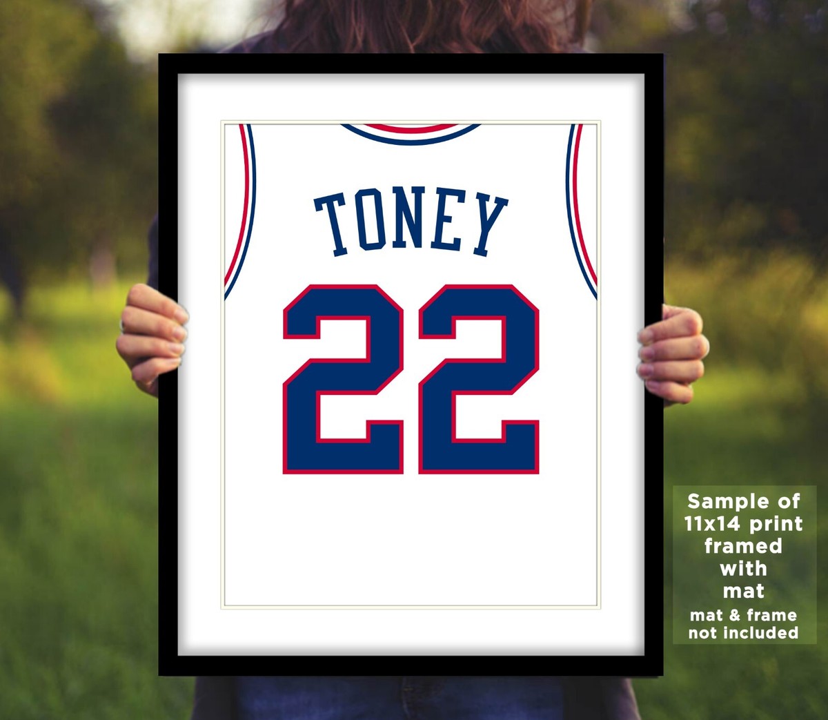 ANDREW TONEY Jersey Photo Art PHILADELPHIA 76ers Basketball 8x10