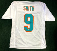 JONNU SMITH #9 DOLPHINS SIGNED AUTO WHITE CUSTOM FOOTBALL JERSEY SZ XL BECKETT