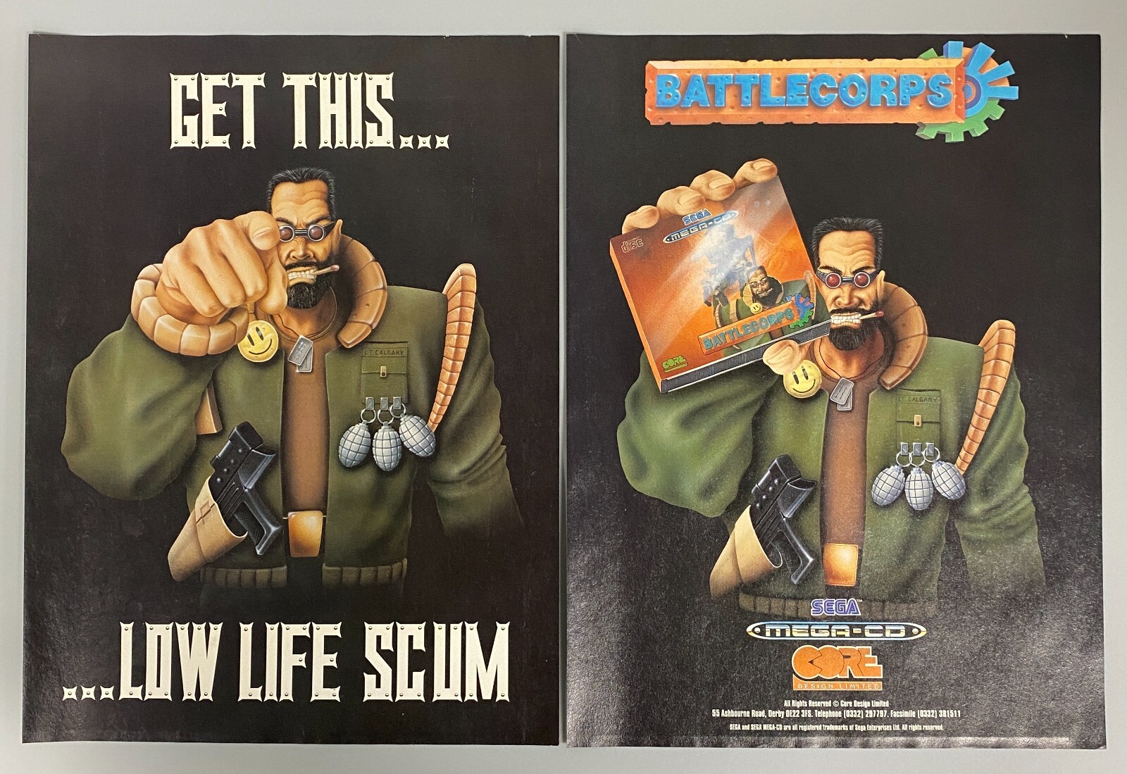 Battlecorps Jeu Vidéo Sega Mega-CD Design Central 1994 Vintage Rétro Publicité
