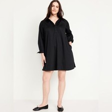 NWT! Black Loose Mini Shirt Dress - Size XL 