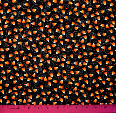 Halloween Candy Corn Fabric - HALF YARD - Sparkles! Quilting - 100% Cotton Mini