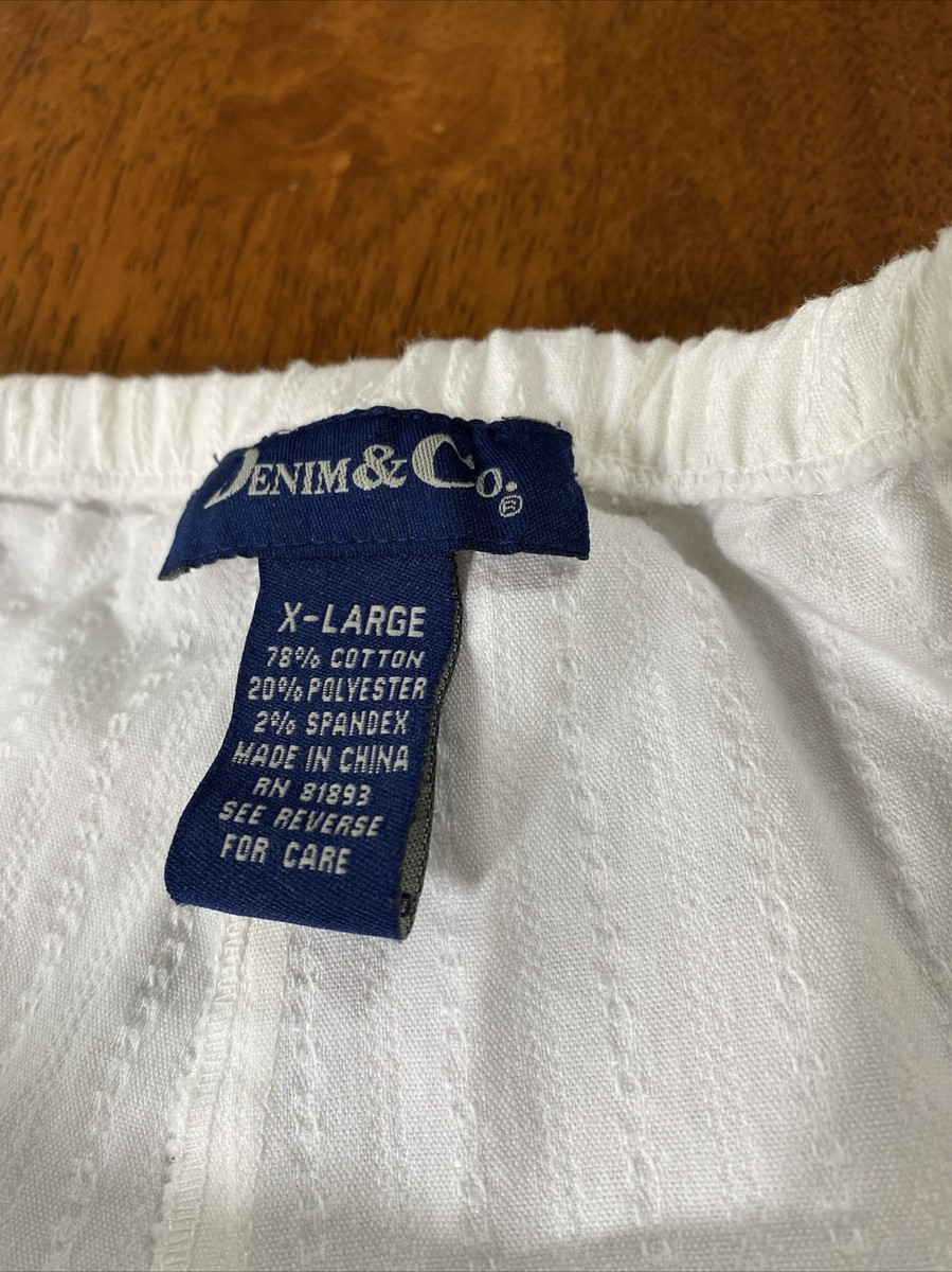 うさ 153 Denim & Co. Original Waist Stretch Pants White XL New Sear