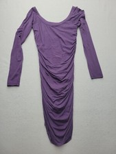 Velvet Women Dress S Purple T-Shirt Dress Long Sleeve Knee Length Cotton