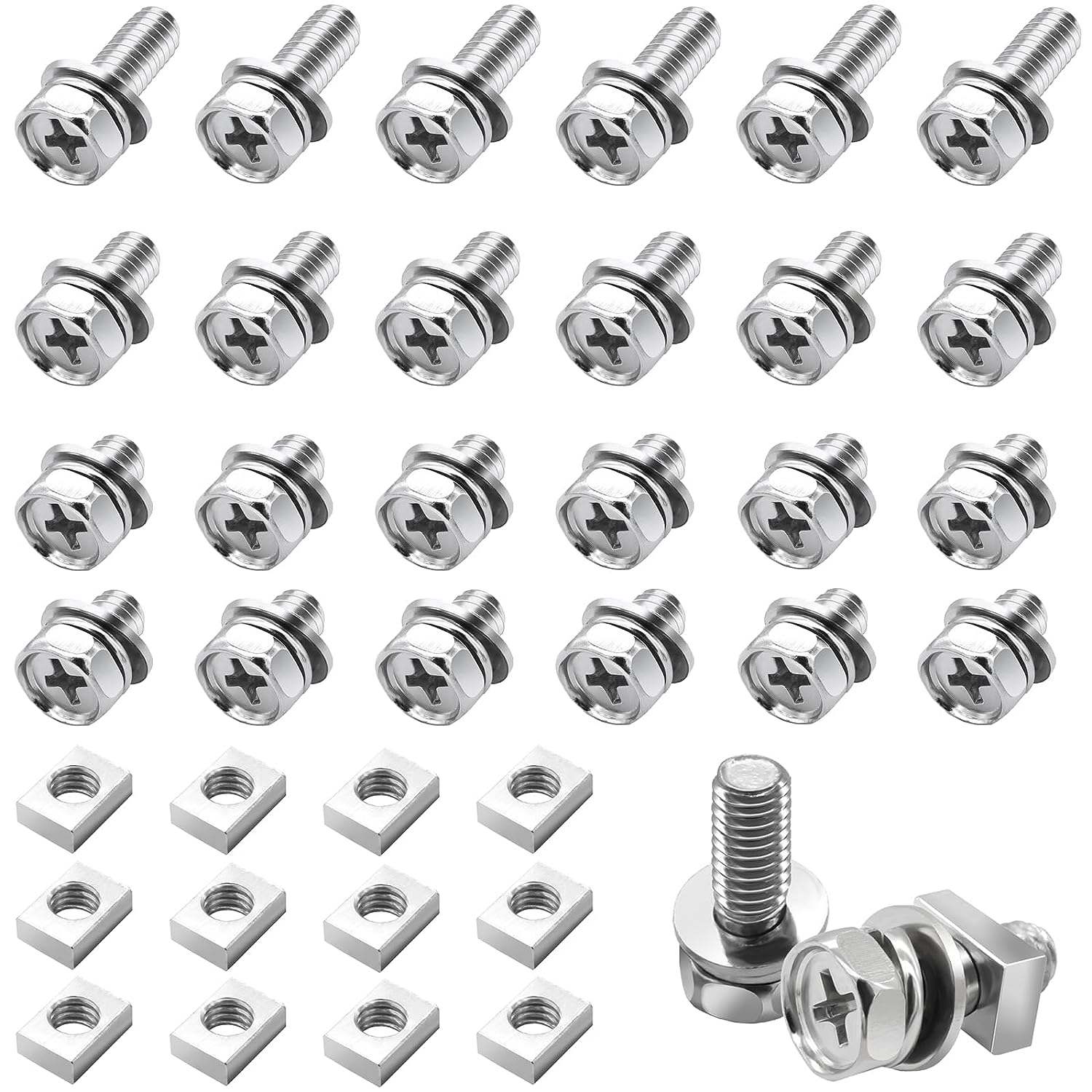 48 Pack Motorcycle Battery Terminal Bolts Screws Square Nuts Stainless