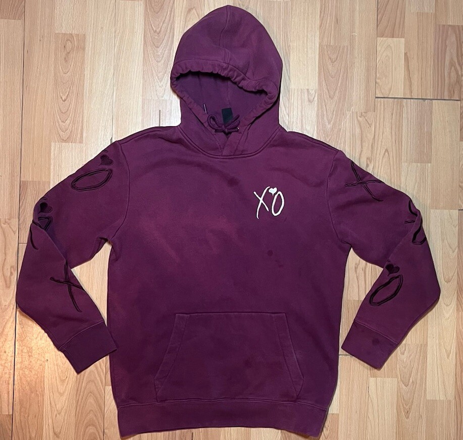 The Weeknd x H&M Hoodie Mens Small Maroon XO Panther Snake Logo