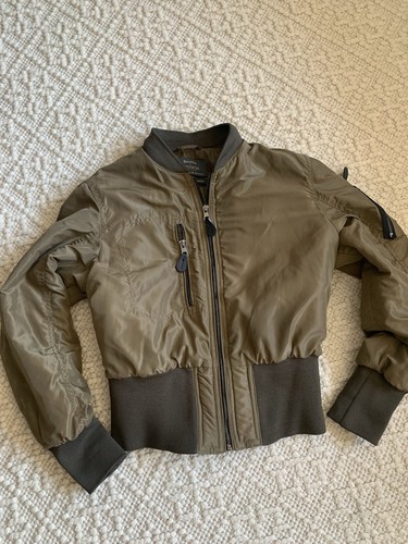 BERSHKA Bomber Jacke kurz kastig cropped bauchfrei h Flieger 36-38 S-M oliv grün - Bild 3 von 8