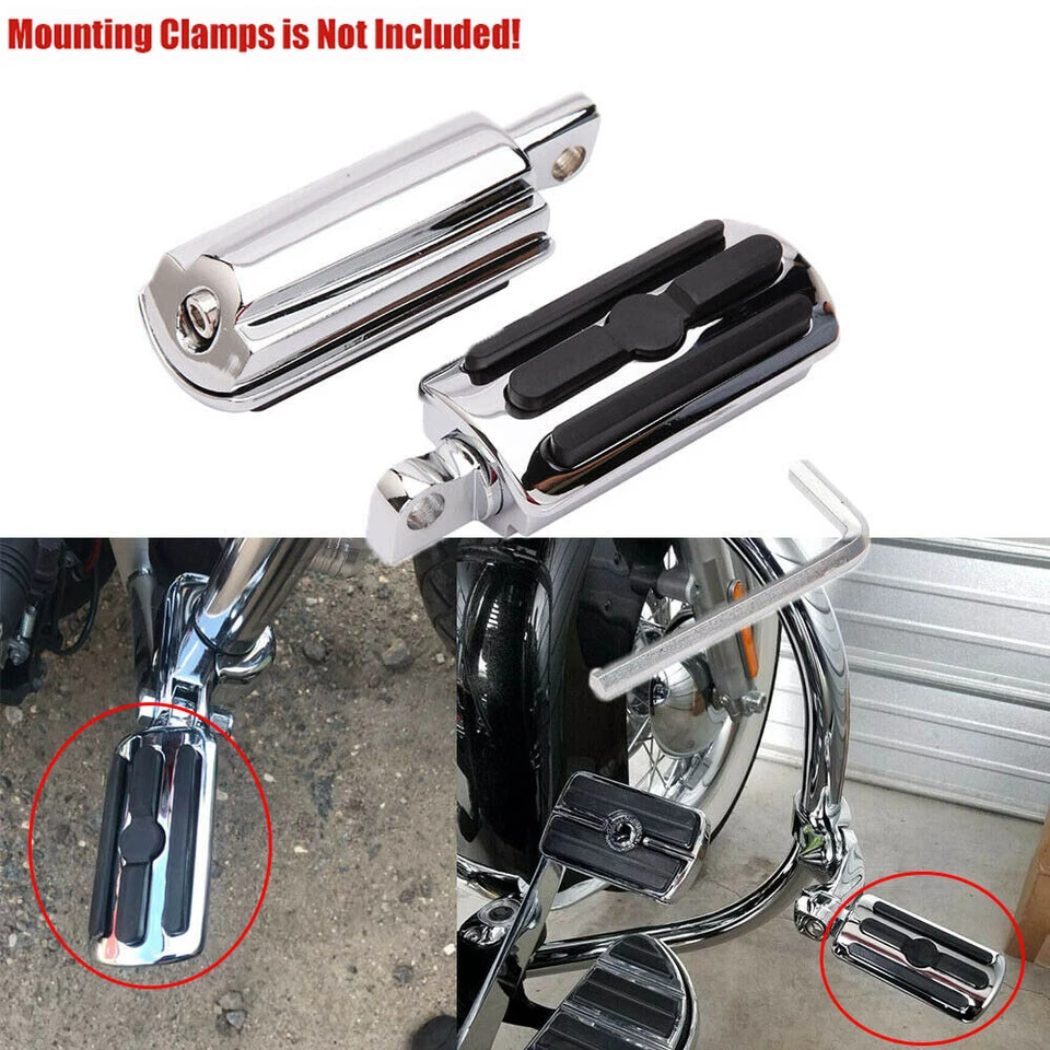 Pedales reposapiés cromados de carretera para motocicleta barra de choque para Harley Touring Foto 4 de 4
