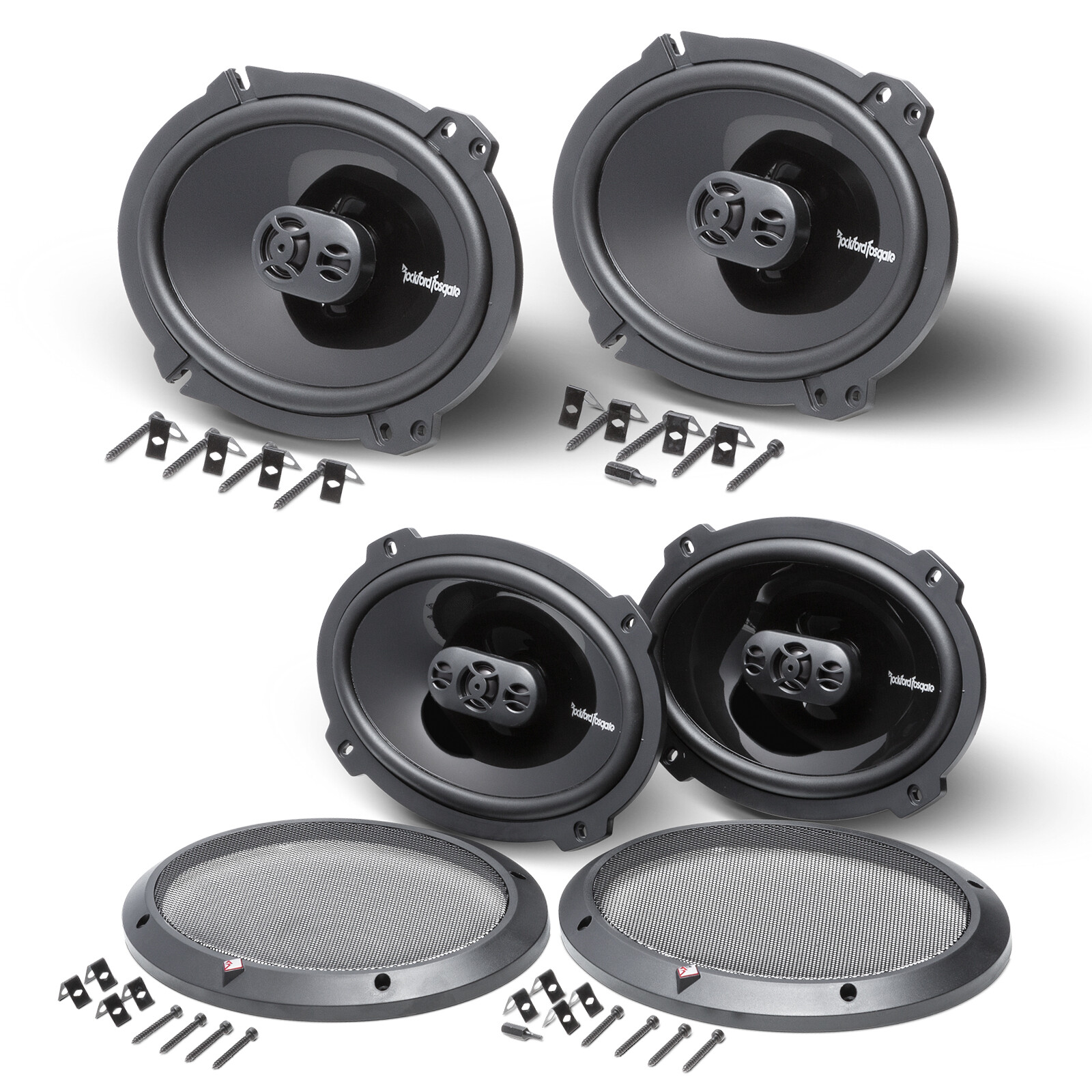 2x Rockford Fosgate P1683 6"x8" 260 Watt + 2x P1694 150W 6x9" Coaxial Speakers