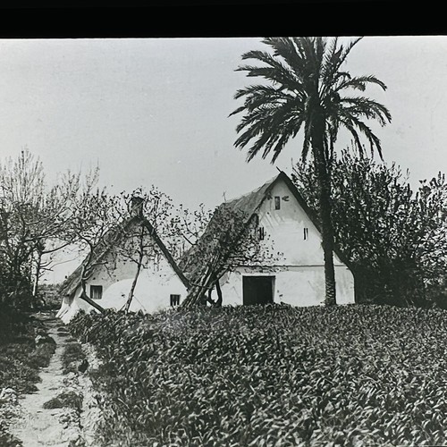 Vtg Magic Lantern Glass Slide Photo Valencia Farm House Spain - 第 1/3 張圖片