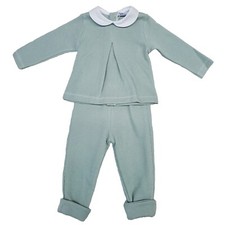 Conjunto Camisa y Pantalón Babidu Canutillo - Verde Polvoriento / Azul Marino / Blanco - NUEVO