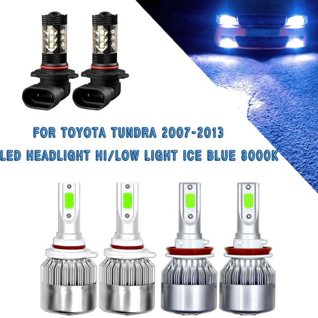 For Toyota Tundra 07-13 6X COB LED Headlight+Fog Light 8000K ICE Blue