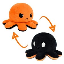 TeeTurtle - The Original Reversible Octopus Plushie - Black  Orange