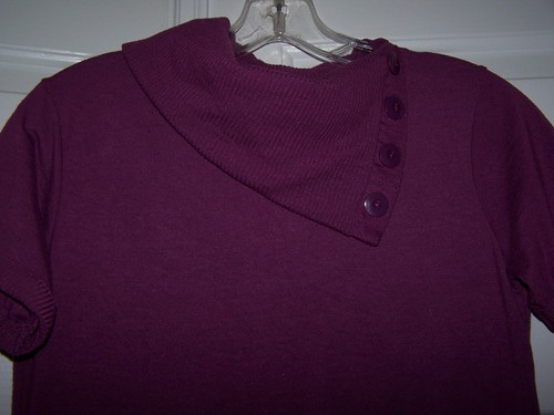 Vixen Girl's Sweater/Tunic L Short Sleeve Pullover Purple Buttoned Turtleneck - Picture 4 of 8