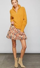 Anthropologie SUNDAYS Ovsd Retro Floral Print Laurel Tiered Mini Skirt #H3-1