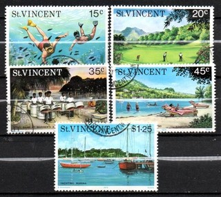 St Vincent: 1975 used set of Tourism stamps SG451/455