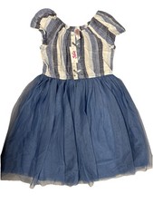 Girls justice striped lace up dress size 10 blue new