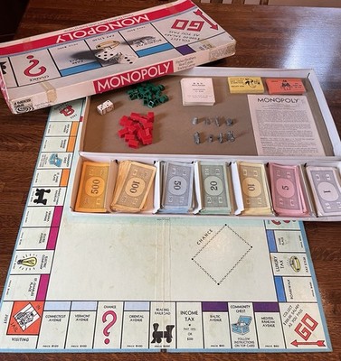Vintage Monopoly Board Game Parker Brothers Original No.9 1975 Ed Atlantic City