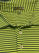 Peter Millar Summer Comfort Polo Shirt Green Striped Short Sleeve XXL