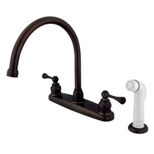 KB725BL Vintage Gooseneck Kitchen Faucet with White Sprayer, Oil Rubbed Bronze