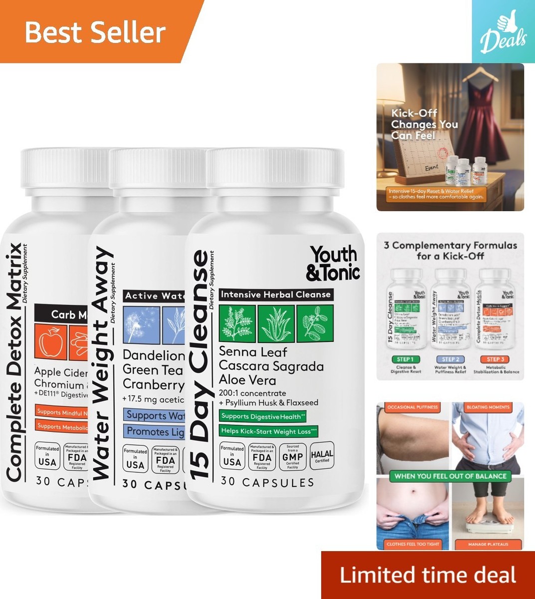 Complete Detox Matrix: 3-Pack Herbal Cleanse for Digestive Health