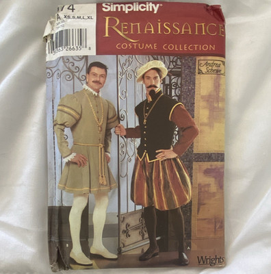 Simplicity 5574 Men's Renaissance Costume Collection Sewing Pattern XS-XL Uncut