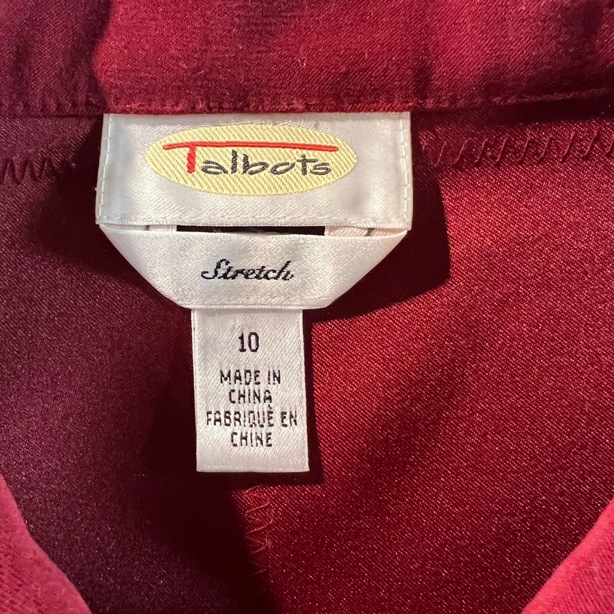 Talbots Women's Red Faux Suede Stretch Jacket Size 10 Button Front Ribbed Knit S - Image 3 of 4