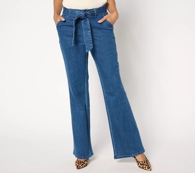 Studio Park X Shawn Killinger Petite Self Belt Flare Jean Dark Wash 10 New
