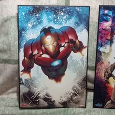 5 Piece Set Marvel Iron Man, Groot Spider-Man MDF Wall Plaque 13x19in Multicolor