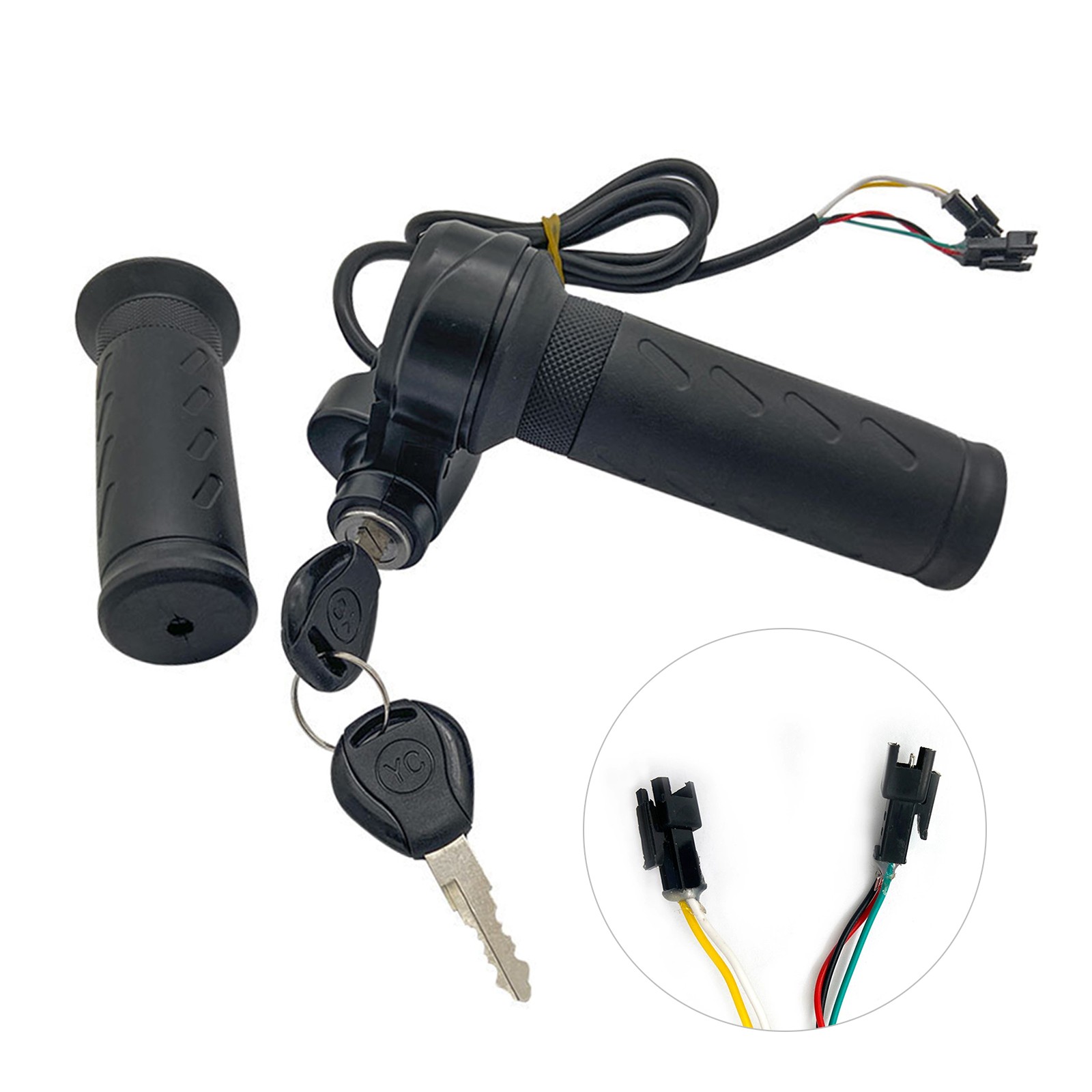 Full Twist Throttle 3-Pin Universal E-bike Throttle Waterproof with 2 Keys