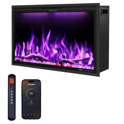 Velaychimney 40'' Upgrade WiFi Electric Fireplace Insert, App Control BLACK