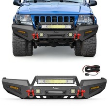 For Jeep Grand Cherokee Wj 1999-2004 Frontrear Bumper D-rings Winch Plate Black