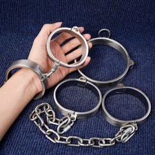 Restraint Handcuffs Ankle Cuffs Locking Shackles Bondage Real Stainless Steel SM