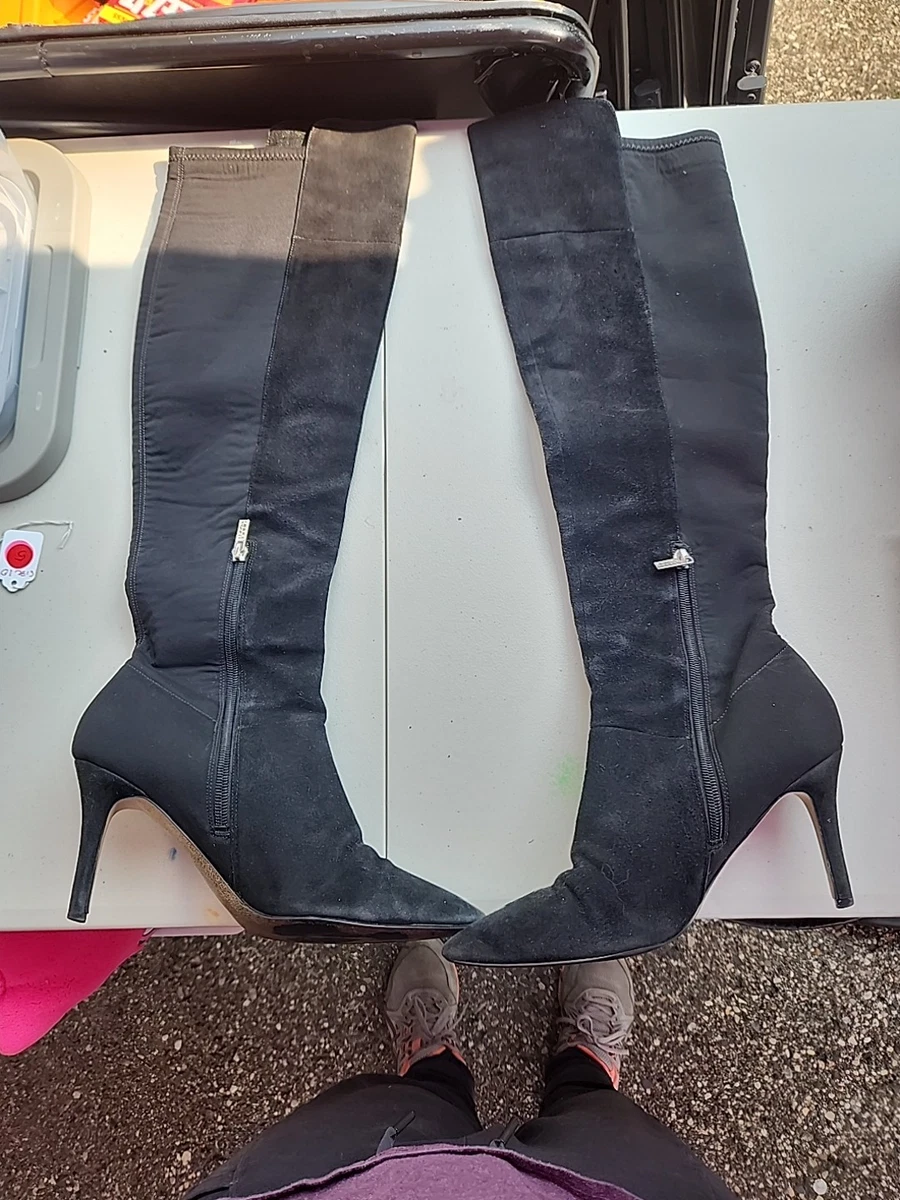 Bottes femme à talons hauts daim Noir - Achat / Vente Bottes femme à