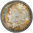 1880-P PCGS Genuine Morgan Dollar UNC Details w/ Vibrant Rainbow Rim Toning