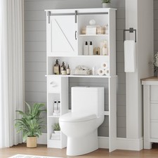 Over The Toilet Cabinet Sliding Doors Bathroom Storage with Toilet Paper Holder