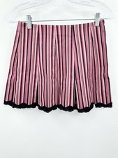Betsey Johnson Vintage Pink Striped w/ Lace Insert Mini Skirt Size 2