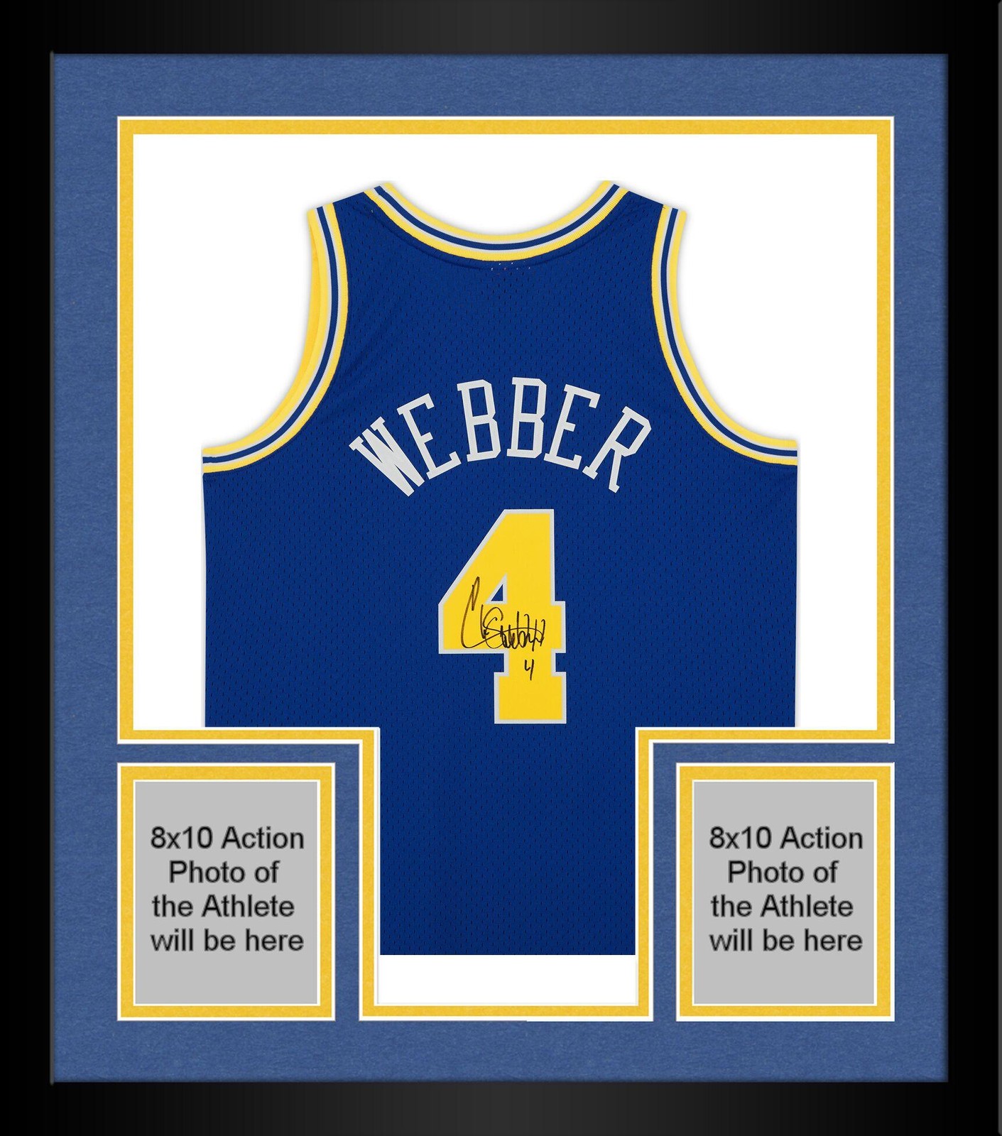 Chris Webber Autographed Signed Golden State Warriors Framed Warriors Blue 1993-94 Mitchell & Ness Swingman Jersey 