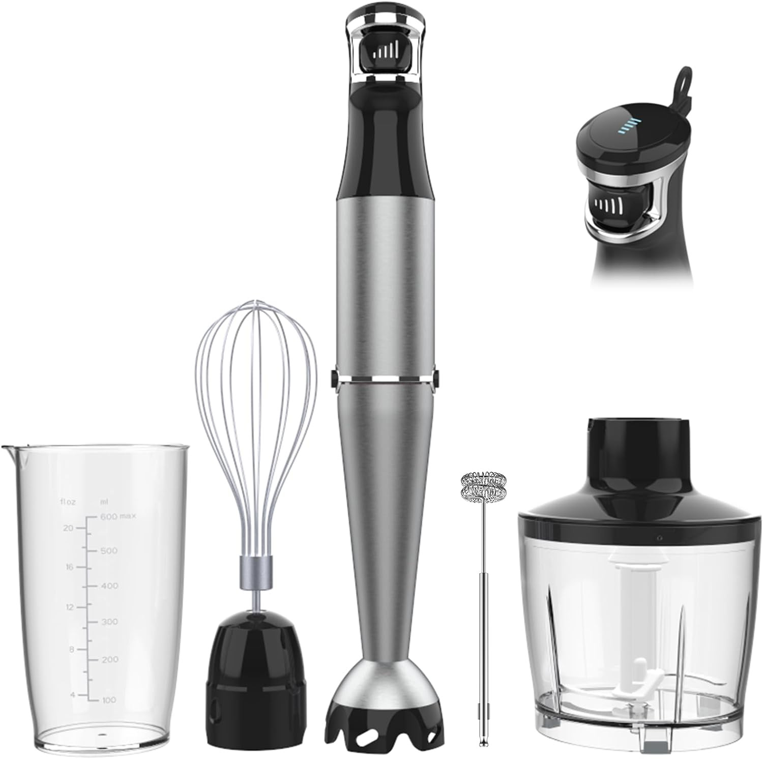 1100W Immersion Hand Blender 5-in-1 Corded Stick Mixer Chopper Whisk Frother Bla