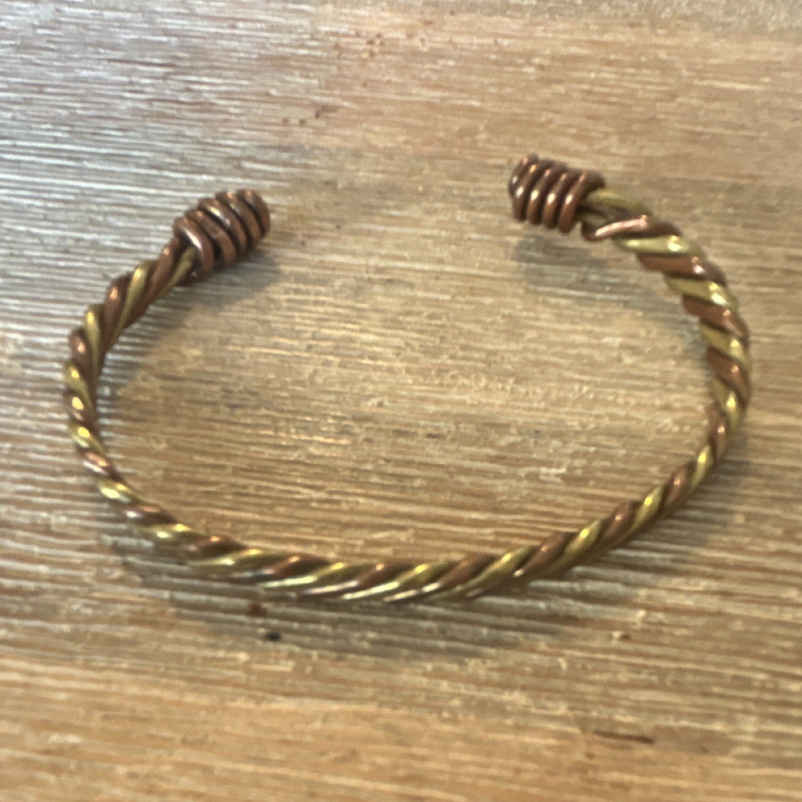 Twisted Copper Cuff Bracelet Adjustable Open Desi… - image 2
