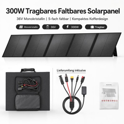 300W 36V Foldable Solar Panel Portable RV Camping Off-Grid Emergency Power Kit