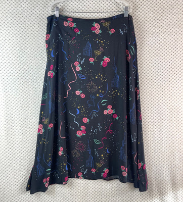 Emily And Fin Skirt UK 16 Luna Party Long Black 38'' waist 34'' long Florals VGC