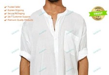 MenBoys White Color Indian Top Shirt Solid Kurta Mens Wear Cotton Kurta