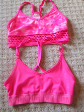 2 Small Victoria's Secret PINK Unlined Wireless Sports Bra Racerback Strappy