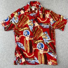 VINTAGE Kamehameha Hawaiian Shirt Loop Camp Collar Rayon Small Aloha Surfboard