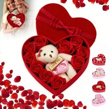 Gift for Her Birthday Girlfriend Love Heart Soap Flower Bear Box Valentine's Day