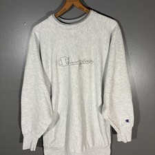 Vintage Champion Sweatshirt Mens 2XL Gray Reverse Weave Made USA Crew Neck Logo